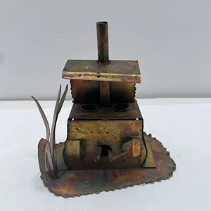Vintage Copper Wood Burning Stove Metal Folk Art Sculpture - Picture 1 of 7