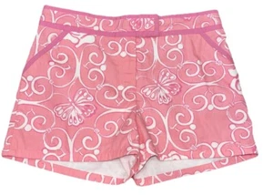 Vintage Lilly Pulitzer Girls Shorts Size 12 Pink White Butterflies Preppy - Picture 1 of 4