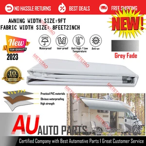 9FT WIDTH AWNING FABRIC REPLACEMENT RV CAMPER VINYL CARAVAN SHADING ROLL OUT - Picture 1 of 22