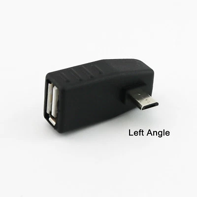 USB 2.0 A Female To Left Angle Micro USB 5 Pin B Male OTG Host Adapter Connector - Image 1 of 4