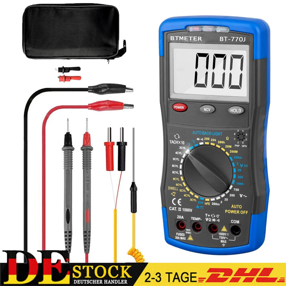 Automotive Digital Multimeter AC DC Voltmeter Spannung Strom Messgerät Tester DE - Bild 1 von 4