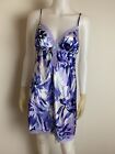 Women's Apt. 9 Purple/Blue Floral Printed Satin Night Gown, Size M, Pre-Owned