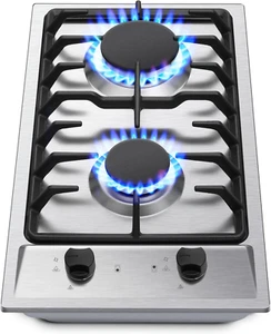 2-Burner Gas Cooktop with Thermocouple Protection - NG/LPG Convertible 12" Stain - Picture 1 of 7
