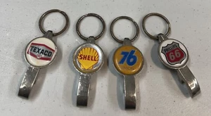 4 Gas Station Metal Keychain Beer Bottle Opener (Texaco~Shell~76 Union~Phillips) - Foto 1 di 9