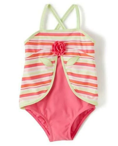 NWT Gymboree Fairy Blossom SZ 3T 4T 5T or 6 Striped Pink Swimsuit One Piece swim - Image 1 of 1