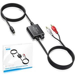 192kHz DAC Converter SPDIF to RCA Optical Toslink to RCA Audio Adapter 7ft/2.1m - Picture 1 of 13