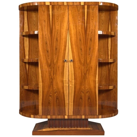 Q '20. Century Cabinet IN Art Deco Style, Light And Dark Rosewood Veneer Cover