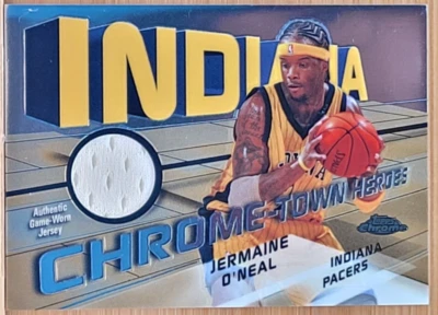 2004-05 TOPPS CHROME JERMAINE O'NEAL CHROME TOWN HEROES #D/336 GAME USED JERSEY - Image 1 of 2