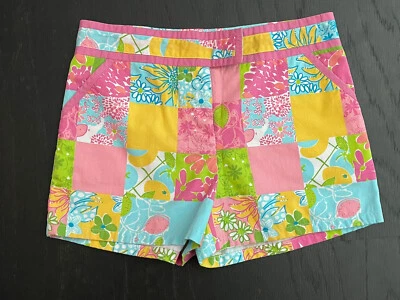 EUC Lilly Pulitzer девочек лоскутное одеяло дизайн шорты размер 10 цветочный тропический розовый - Изображение 1 из 4