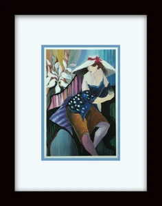 PATRICIA • 'Woman in Blue' Custom Framed Art Print - Picture 1 of 2