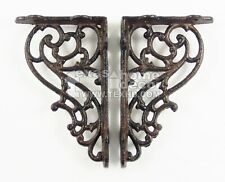 2 Small Shelf Brackets Scrolls Cast Iron Brace Antique Style 5 1/4 x 3 1/4 inch