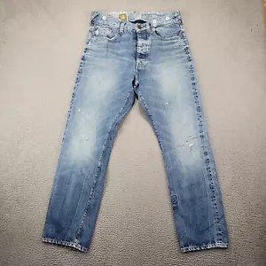Jeans grezzi Gstar uomo 33X32 blu gamba dritta streetwear denim invecchiato - Foto 1 di 18