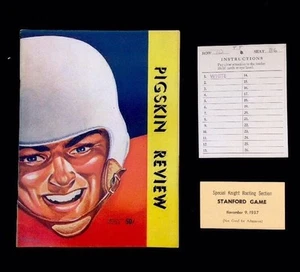 USC Trojans Vs Stanford Pigskin Review Program Spirit Card & Ticket Vintage 1957 - Picture 1 of 12