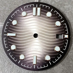 Bliger 31mm Wave Stripe Watch Dial Fit NH35 NH36 Green Luminous Indexes Date - Picture 1 of 23