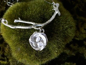 Wishnest Nest on Branch Necklace 2 pearls - crafted in the USA by Alise Sheehan - Picture 1 of 3