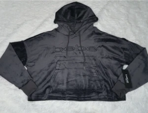 Bebe Sport Women's Logo Plush Hoodie Charcoal Grey Size XL BB2337C NWT - Picture 1 of 5