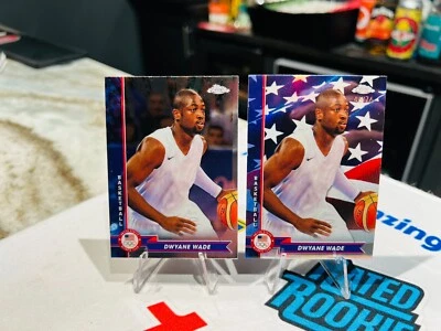 2024 Topps Chrome US Olympics DWYANE WADE AMERICAN FLAG HOLO /76 + BASE CARD - Image 1 of 2