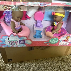 Member's Mark Splashing Sisters 10,5 Zoll wasserfertige Meerjungfrau & Donut schwarze Puppen - Bild 1 von 3