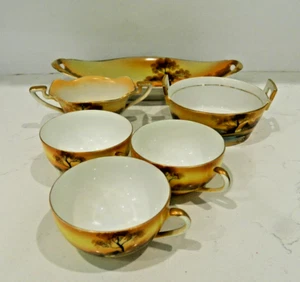 VTG. Noritake Japan Tree in the Meadow Serving Dish Coffee Cups Bowls (lot of 6) - Picture 1 of 8