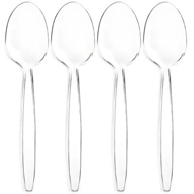 Disposable Clear Plastic Soup Spoons (50 Count) | Transparent, Durable - Image 1 of 4