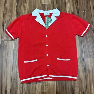 NEW OxKnitStore Retro 70s Vintage Inspired Polo Pull On Collared Shirt Men's XL - Picture 1 of 11
