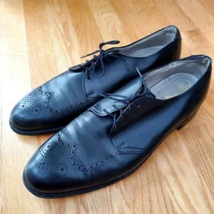 Alden Perforated Wing Tip Leather Oxfords Dress Shoes Mens Size 11 Narrow Black - Picture 1 of 8
