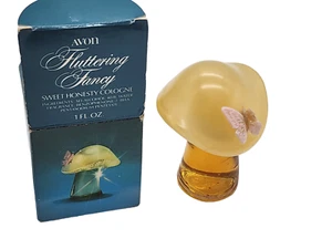 Vintage AVON Fluttering Fancy Sweet Honesty Cologne Splash 1 oz Mushroom Broken - Picture 1 of 2