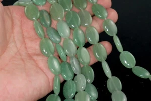 "Cuentas sueltas ovaladas de piedra preciosa aventurina verde 18X13 mm 7,5" - Imagen 1 de 4