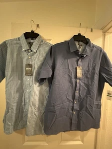2 Van Heusen Never Tuck Mens Shirt Slim Fit L (16 - 16 1/2) New w tags - Picture 1 of 10