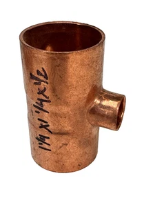 EPC Reducing Tee 1-1/4" x 1-1/4" x 1/2" CTS Solder Joint Copper Sweat Fitting - Picture 1 of 10