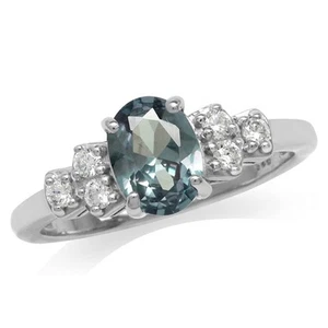 Color Change Alexandrite White Gold Plated 925 Sterling Silver Engagement Ring - Picture 1 of 1