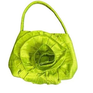 Bolso de Mano Rachel & Co Vintage Años 90 Flor Verde Pequeño Tela Cartera Cierre Imán - Imagen 1 de 5