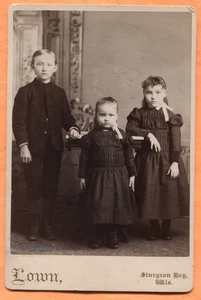 Sturgeon Bay WI Retrato de 3 hermanos, por Lown alrededor de la década de 1890 - Imagen 1 de 2