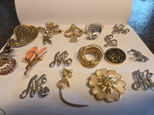 Vintage Fashion Broach/pin Collection 16 Pcs - Picture 1 of 12