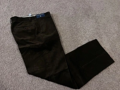 Polo Ralph Lauren flat front dark chocolate brown corduroy pants chino NYC 32 32 - Image 1 of 4