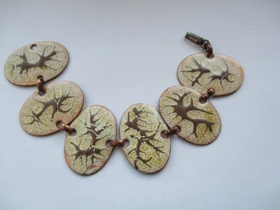 Vincent Meehan copper bracelet enamel panels hand made in Ireland 8" or 20 cm - Image 1 of 4