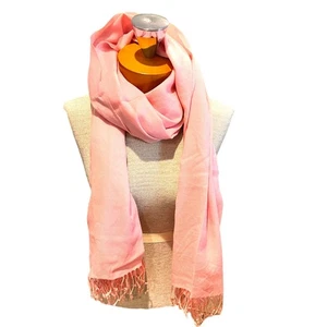 Pink Womens Neck Scarf Rectangular Winter Fall Fringed Fall Shawl - Picture 1 of 3