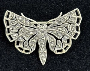 Vintage SHA Sterling Silver Marcasite Butterfly Brooch 925 - Bild 1 von 4