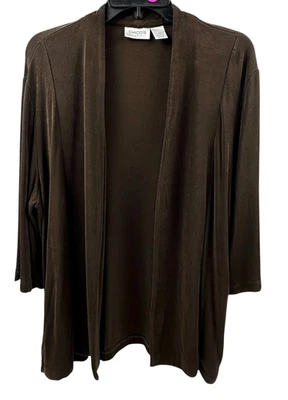 Cárdigan Chico’s Travelers Espresso Marrón Slinky Frente Abierto Chaqueta Ligera 3 XL Foto 1 de 4