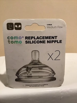 Pezones de repuesto de silicona para biberón Comotomo 2 orificios flujo medio x2 Foto 1 de 4