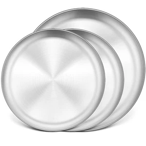 Pizza Pans, Stainless Steel Round Pizza Tray Dish Plate For Oven Baking Roast... - Picture 1 of 7