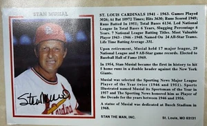 Stan Musial 5x7 Biography Postcard * Autograph * died 2013 Mary Fals Collection - Picture 1 of 1