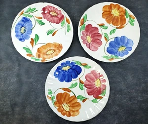 Vintage Set of 3 Blue Ridge Southern Pottery ZINNIA Salad Plates 8 1/4" Crazing - Picture 1 of 19