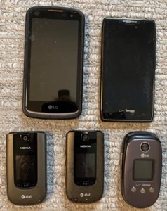 Cell Phones Flip Motorola Nokia LG Smart Verizon LG Lot 5 Untested - Picture 1 of 5