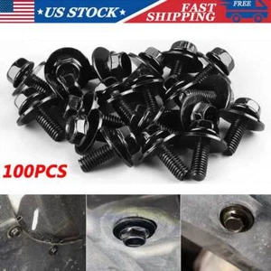 100X Body Bolts Screws M6-16mm Transmission Pan Hood Fender Splash Shield Bumper - Bild 1 von 12