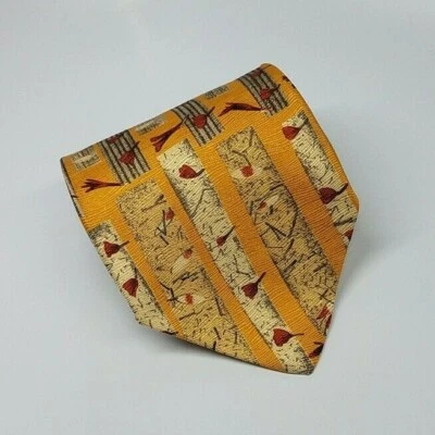 Robert Talbott Omaggio Silk Tie Gold Orange Brown Abstract Necktie 56.5 x 3.7/8 - Image 1 of 4