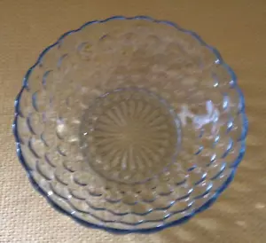 "Cuenco para servir Anchor Hocking azul patrón de burbujas vidrio redondo vintage 8""" - Imagen 1 de 2