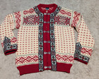 Dale of Norway Red Nordic Fair Isle Wool Knit Clasp Ski Cardigan Sweater Size 44