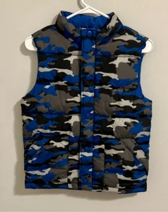 Gymboree Boys Blue & Gray Camo Puffer Vest Sz Large NWOT - Picture 1 of 7