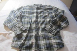 Preowned Men's Size M L.L. Bean Green Plaid 100% Cotton Flannel Shirt - Picture 1 of 5